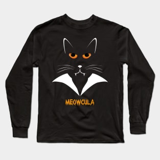Meowcula Funny Cat Vampire Dracula Halloween Tee Shirt gift Long Sleeve T-Shirt